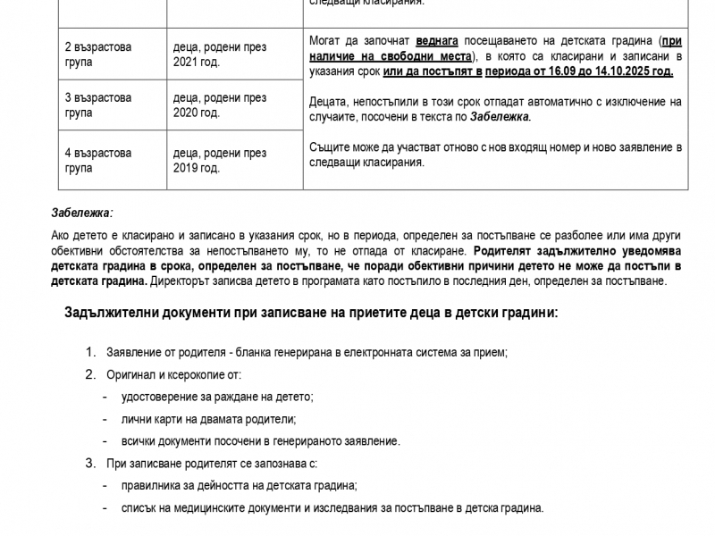 Община Свищов обяви началото на приема в детските градини за учебната 2025/2026 година 