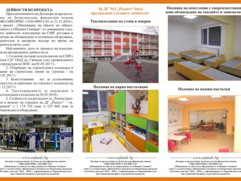 Официално е открита обновената детска градина „Радост“ в Свищов